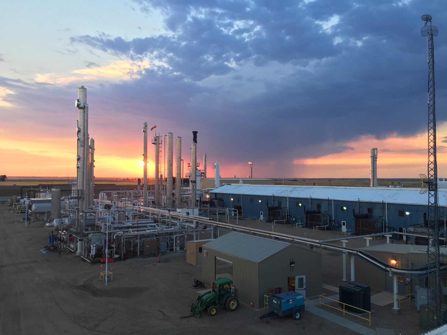 Oil field at sunset
