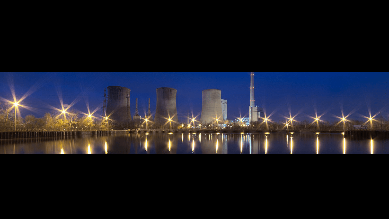 Nuclear power stacks stock image banner