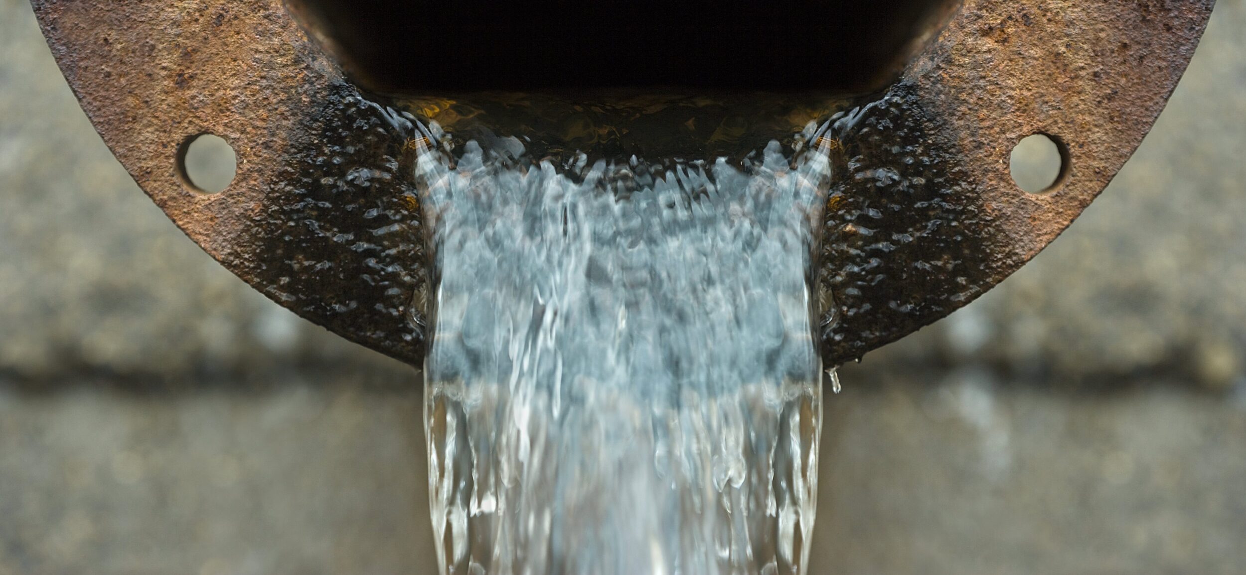 Water flowing out of pipe
