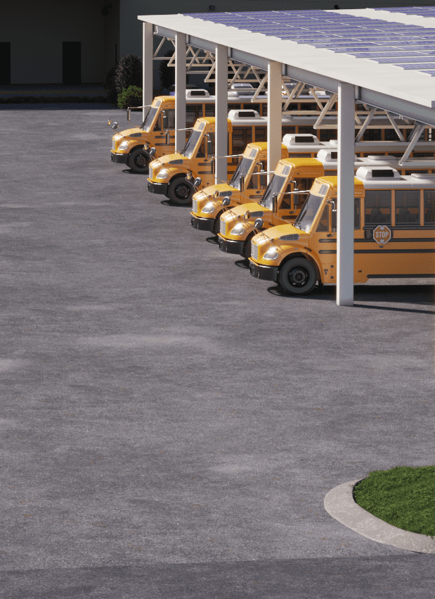 Rendering of electric school bus depot in Massachusetts.