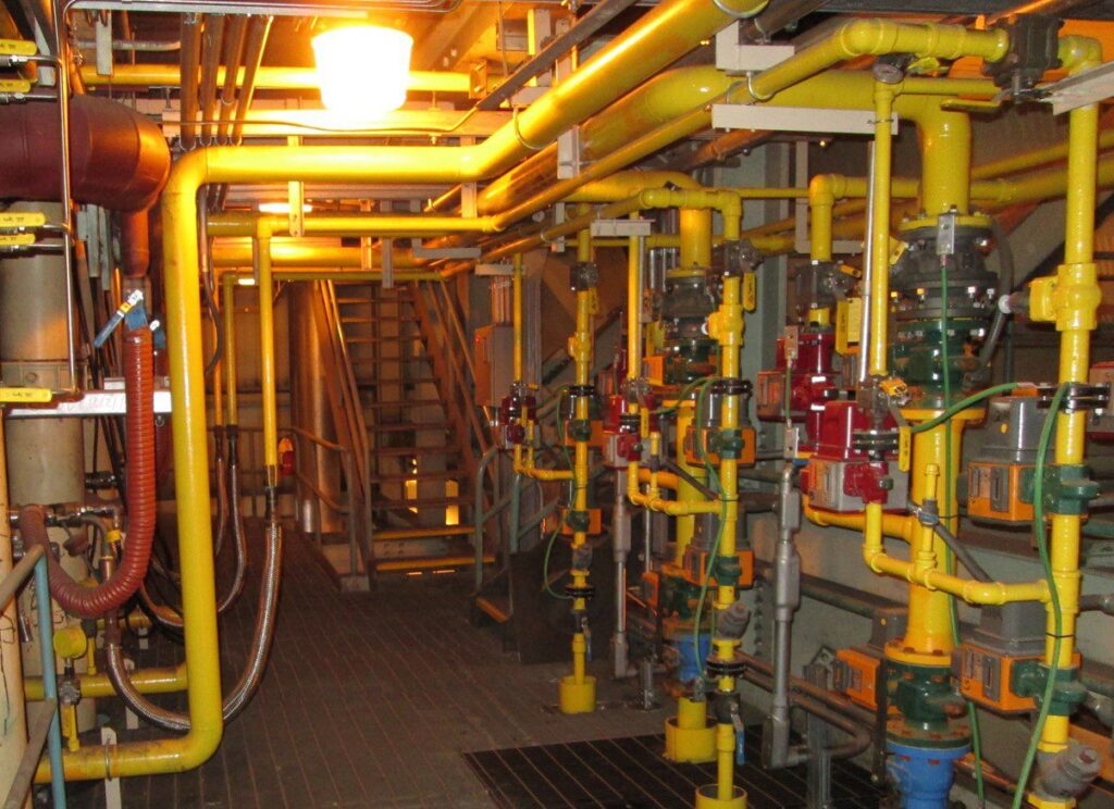 Interior of boiler conversion from coal to gas in Ames, Iowa.