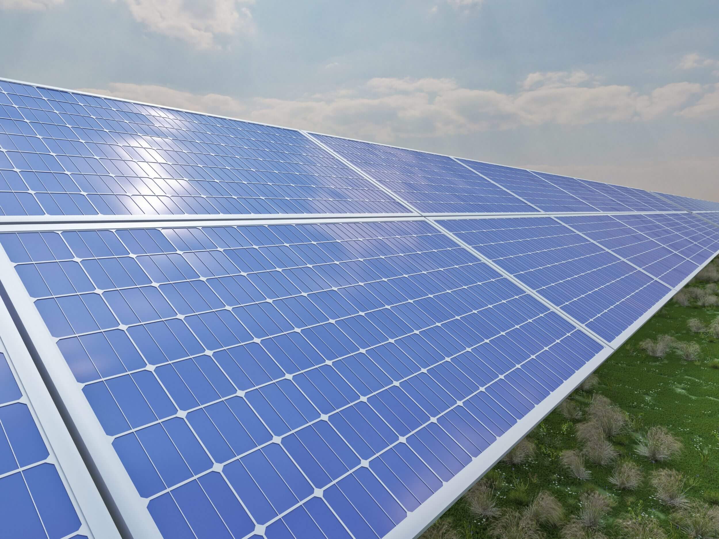 Photo of a large photovoltaic solar panel.