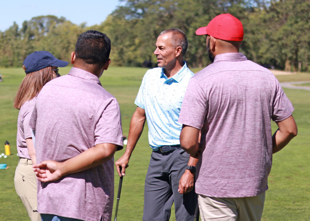 Golfers prepare to tee off with Sargent & Lundy Chairman, President and CEO Victor Suchodolski prior to start of annual charitable golf outing to benefit Boys & Girls Clubs of Chicago.