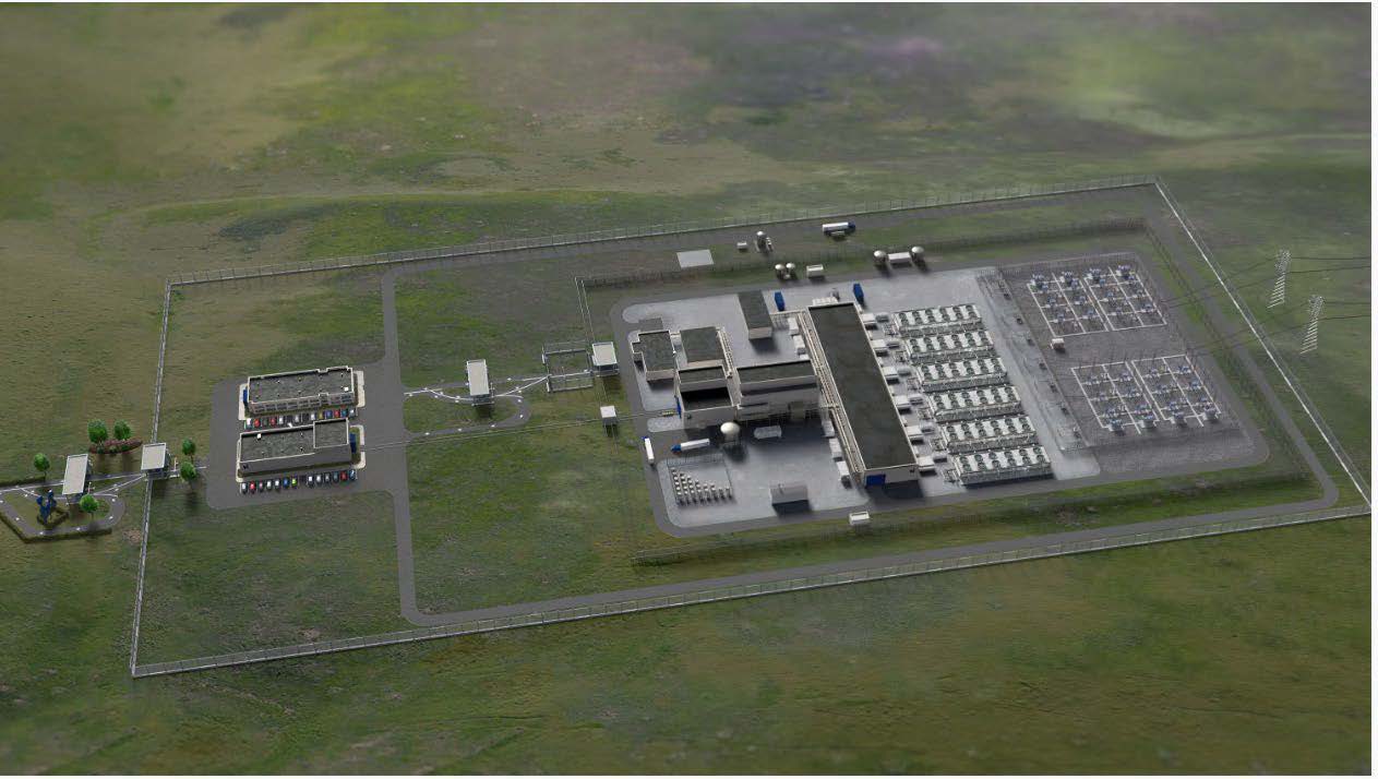 Artist rendering of a NuScale small modular reactor complex.