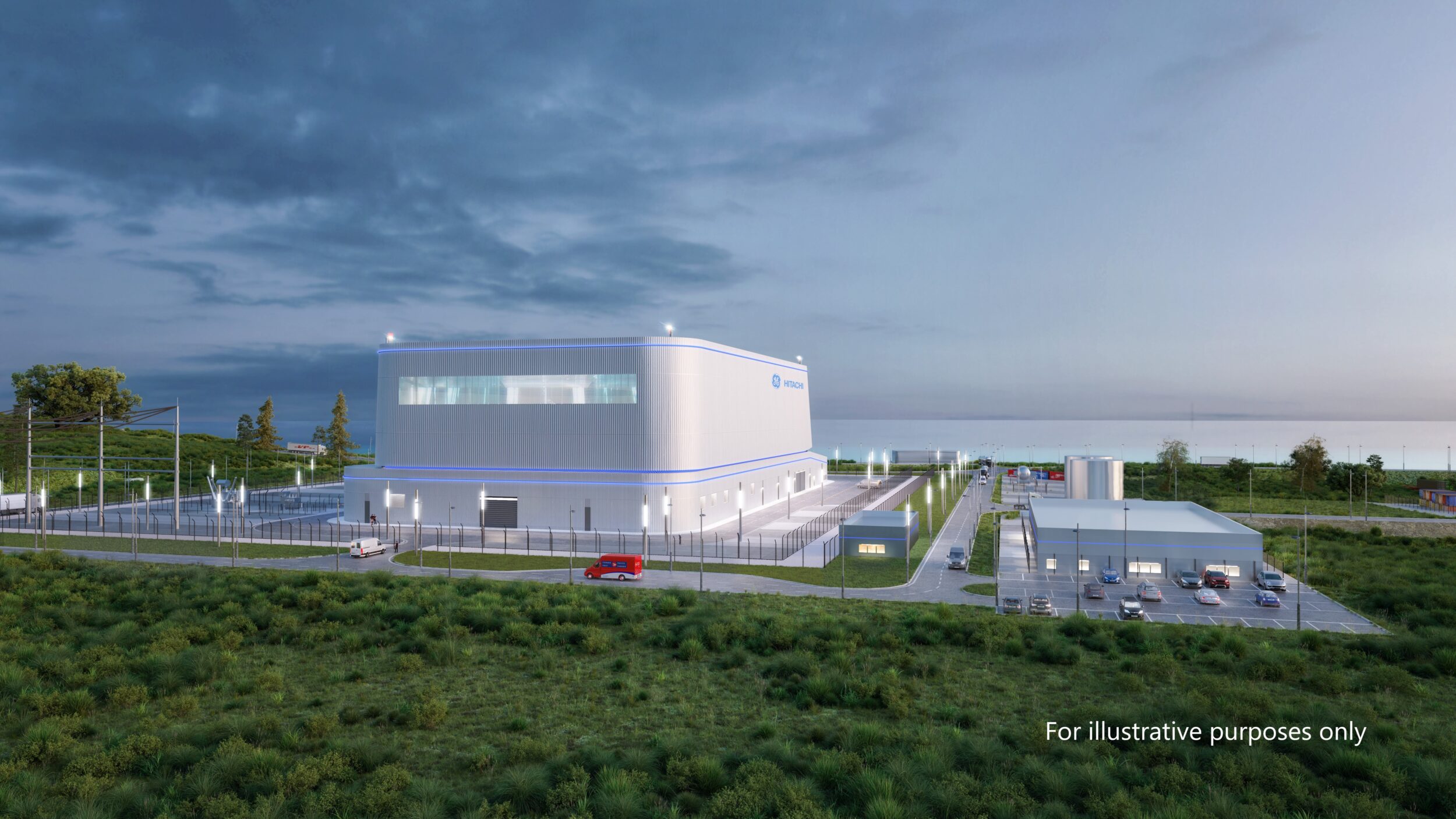 Rendering of a BWRX-300 small modular reactor proposed for the Tennessee Valley Authority's Clinch River Site with design support from Sargent & Lundy.