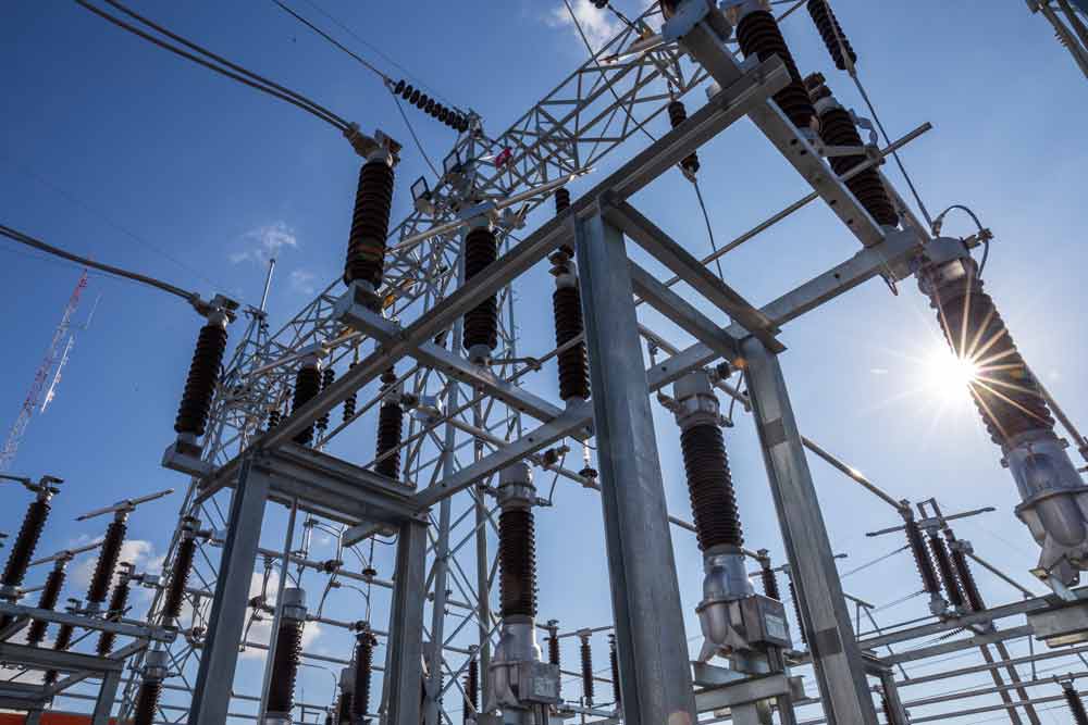 Low profile view of a 115 kV substation
