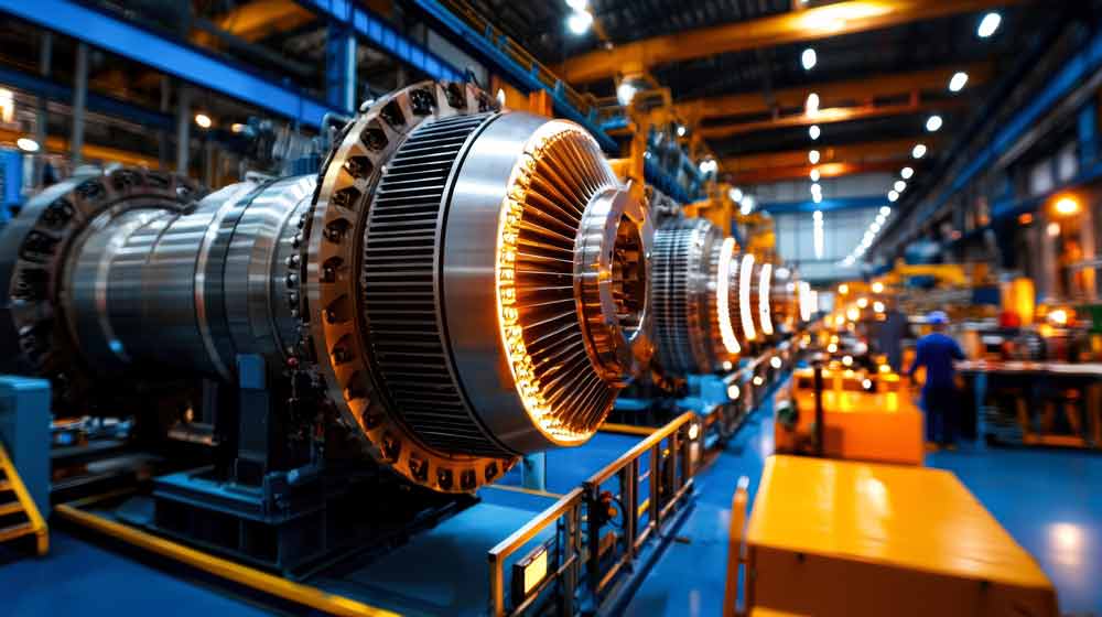 Close up of combustion turbine