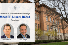 Mark Santschi and Kevin Traeger headshot over image of UIUC Engineering Hall