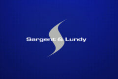 Sargent & Lundy logo on blue background