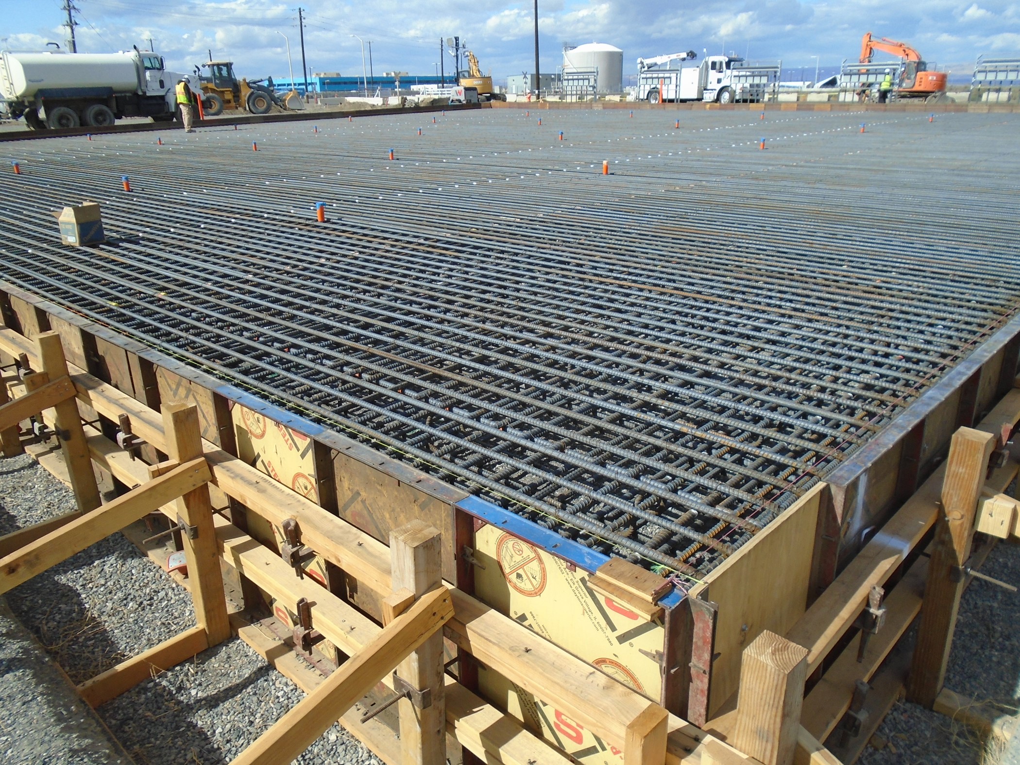 Photo of construction of a concrete pad at the Hanford Site.