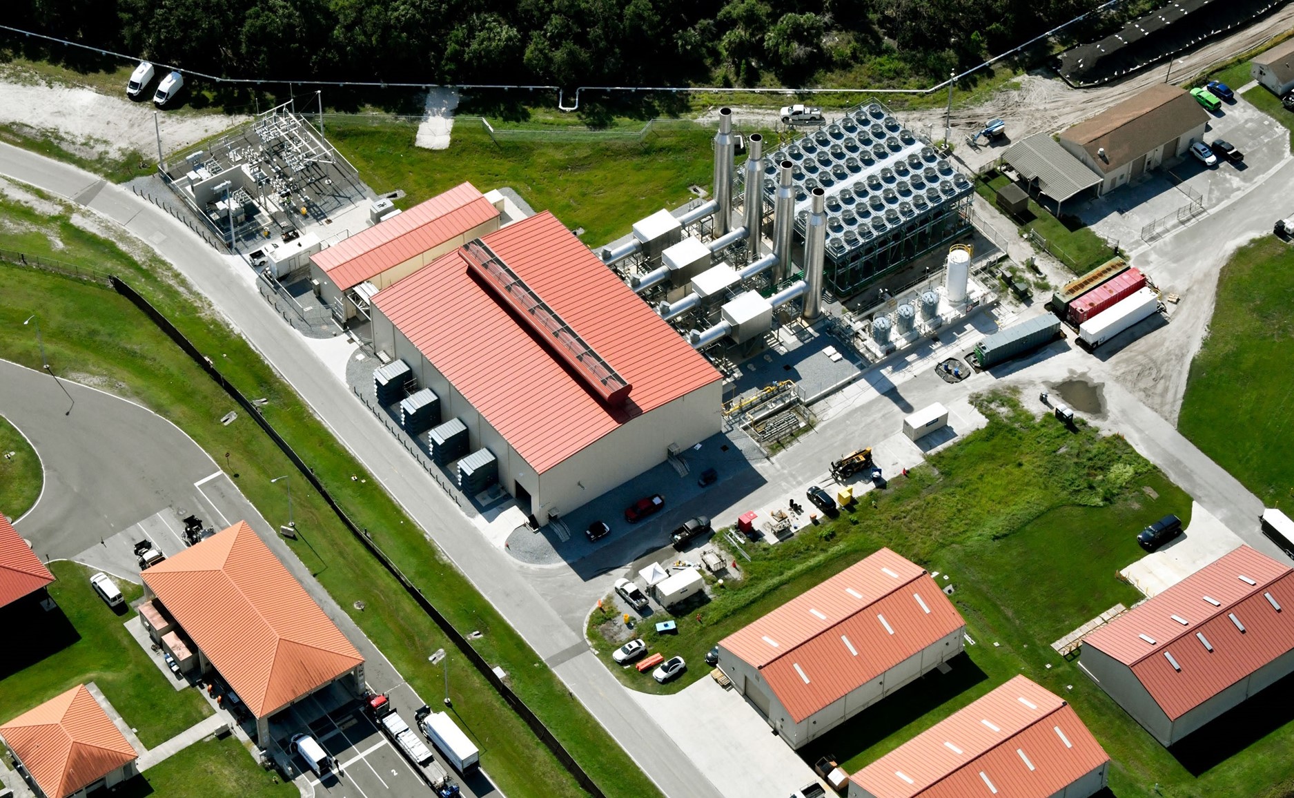Aerial photo of reciprocating internal combustion engine project at MacDill AFB.