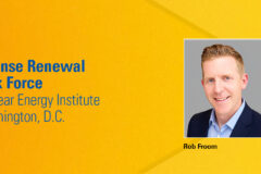 Photo of Rob Froom on a yellow background with text reading: License Renewal Task Force, Nuclear Energy Institute, Washington, D.C.